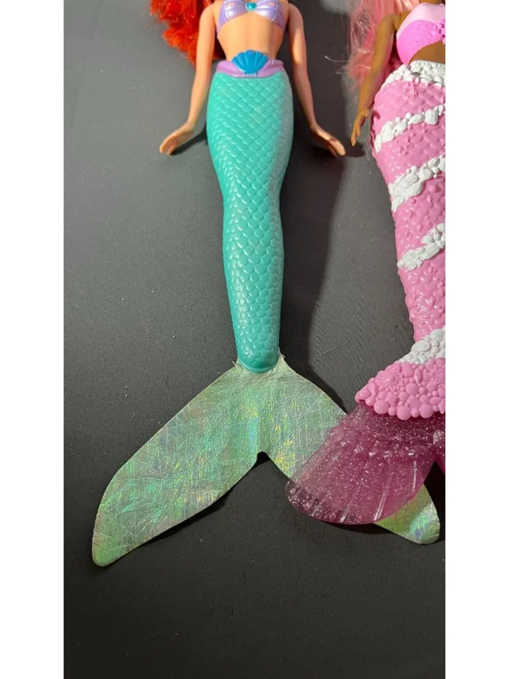 Mermaid Dolls Set With Red & Pink Hair And Glitter Tails